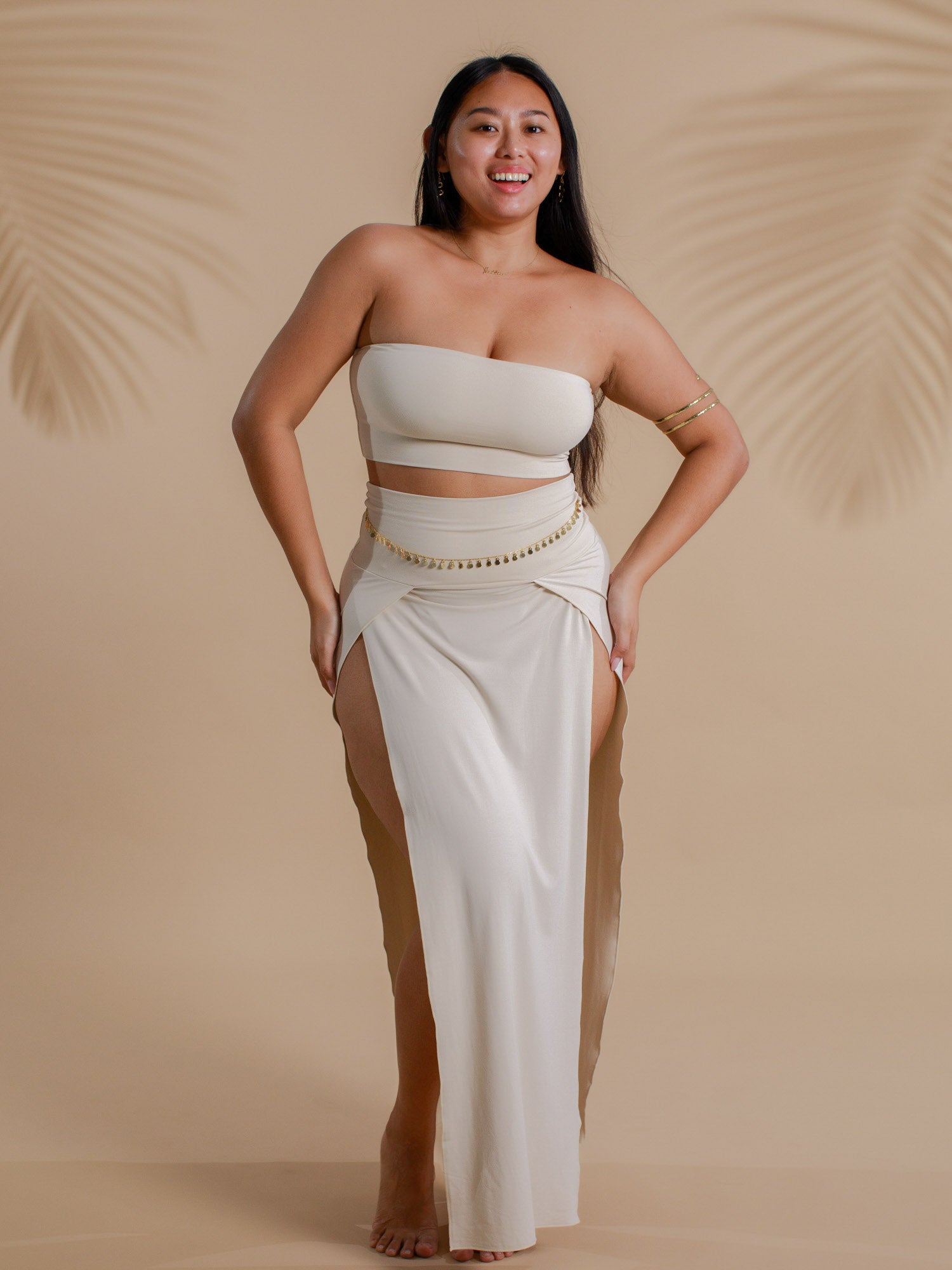 Cleopatra Slit Skirt - Sandy Pearl