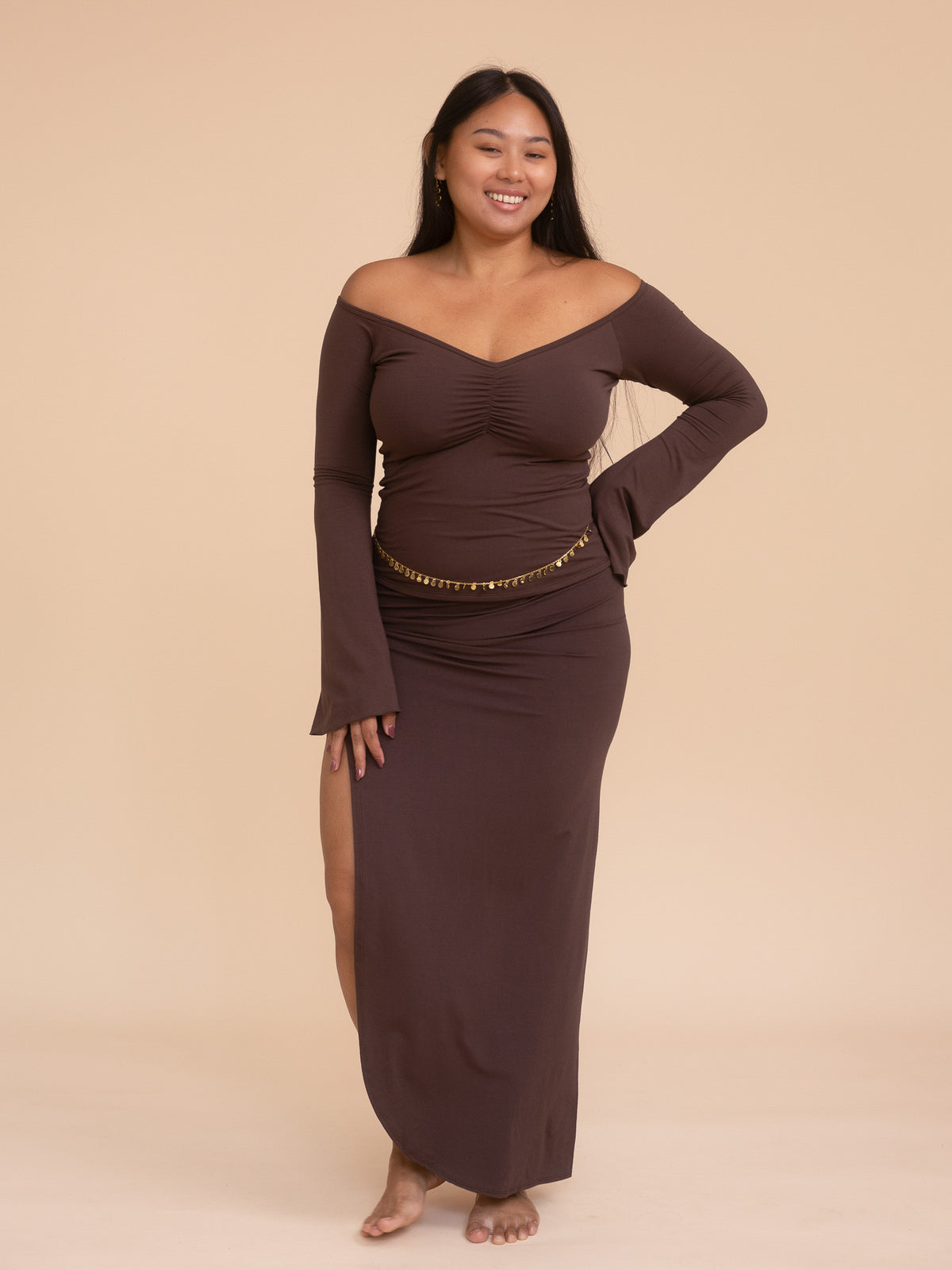 Long Persephone Top - Cacao