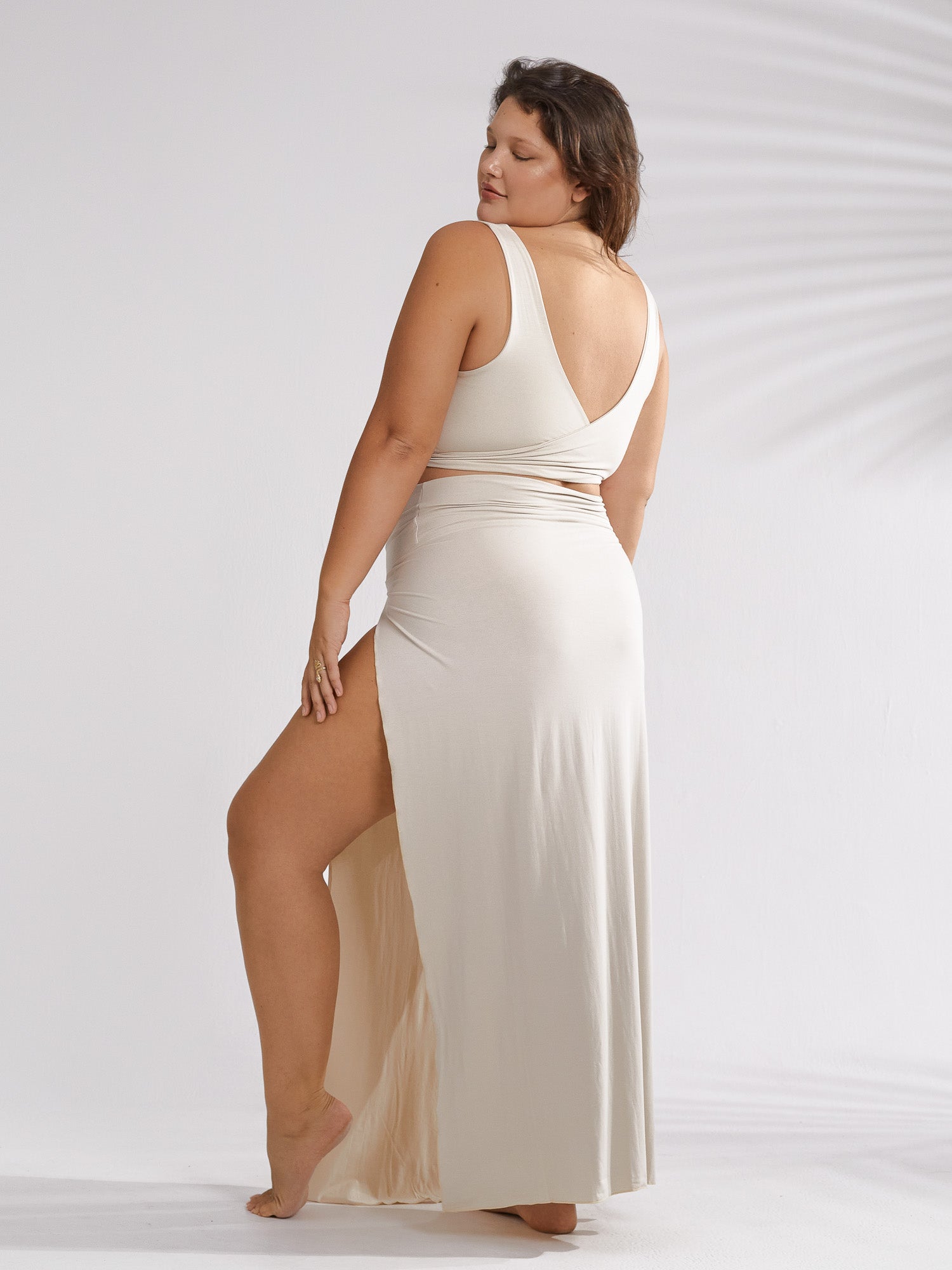 Cleopatra Slit Skirt - Sandy Pearl