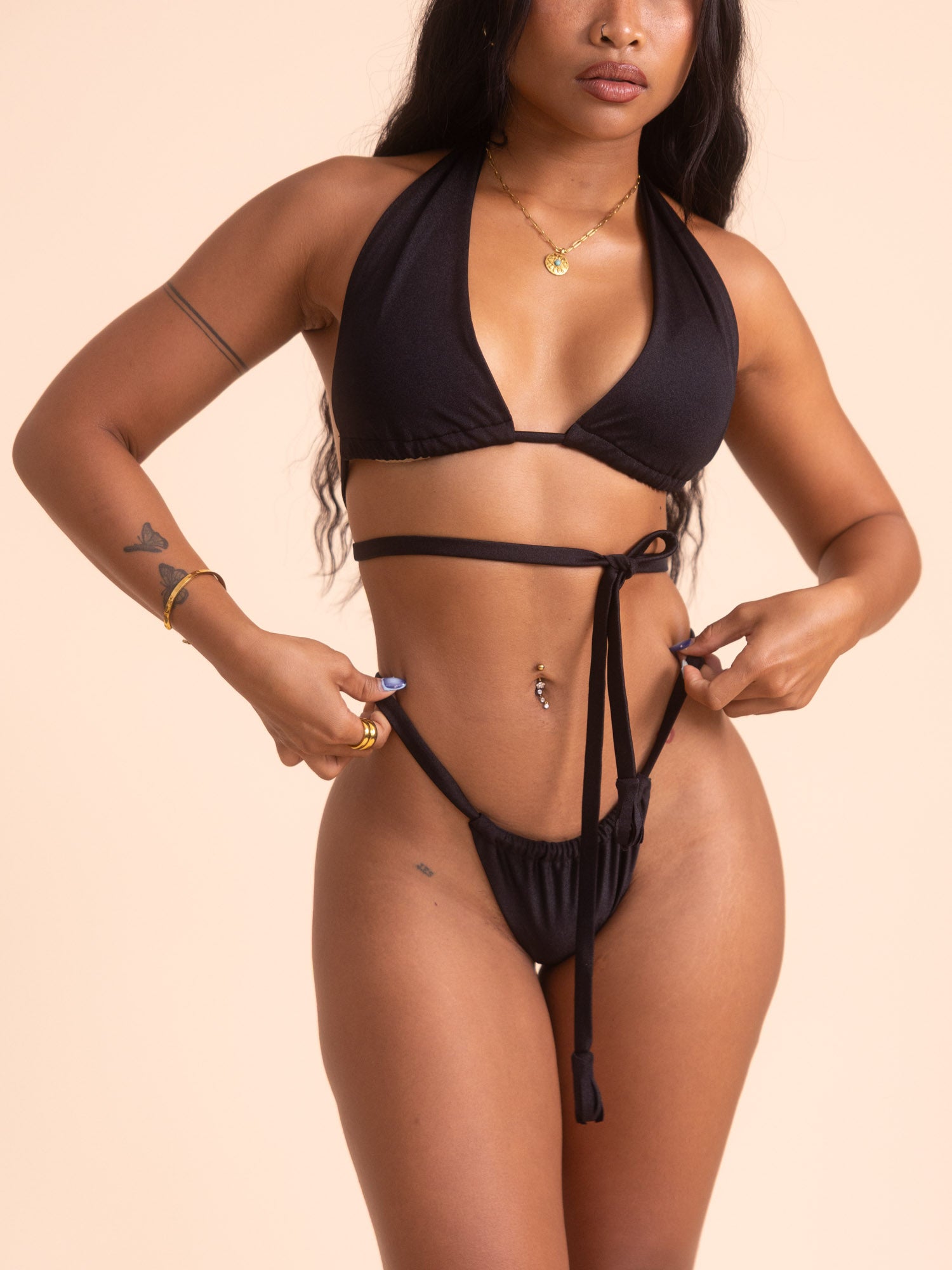 Solara Brazilian Bikini Bottom - Black