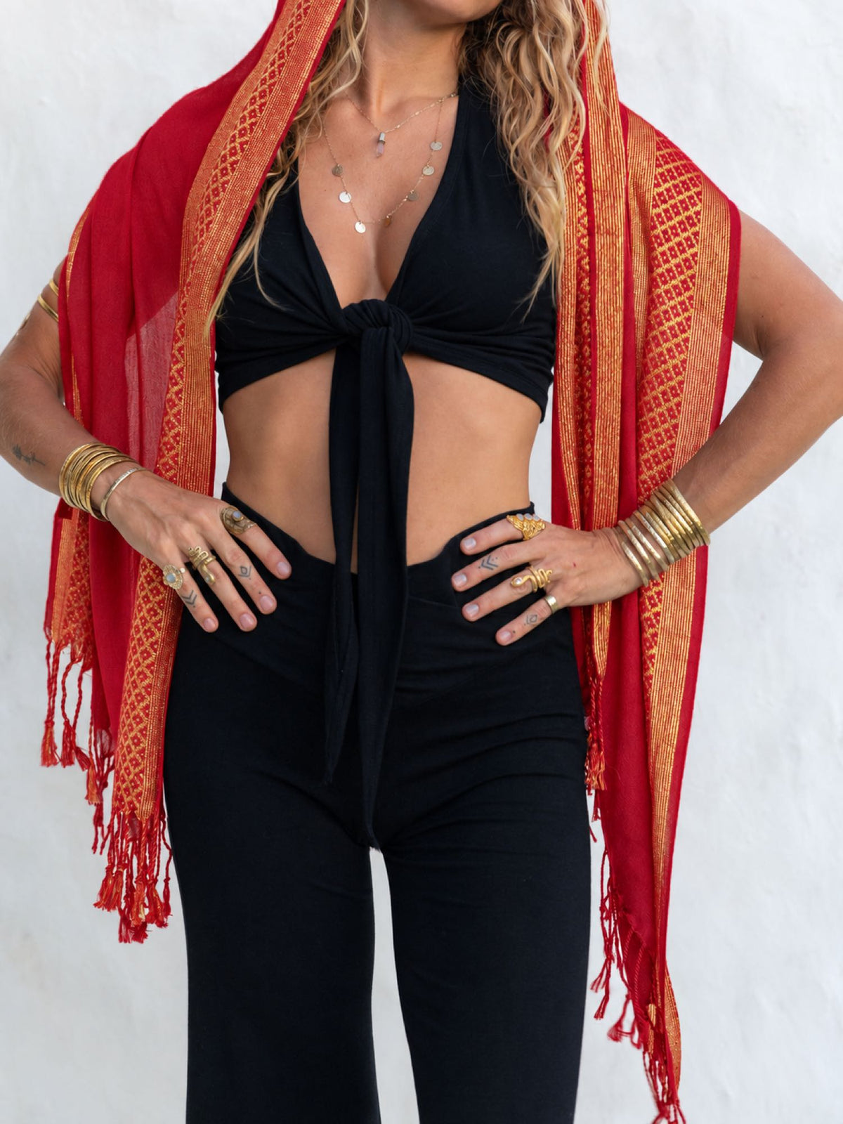 The Priestess Scarf - Red/Gold