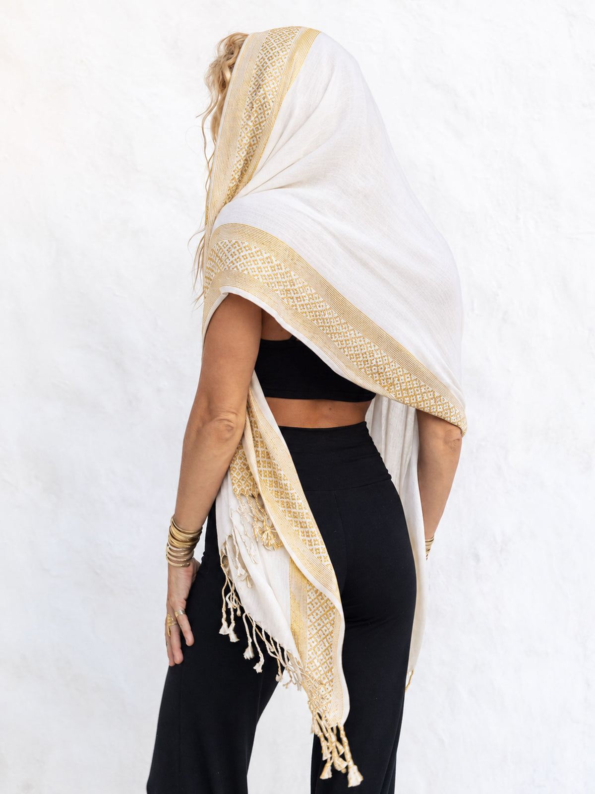 The Priestess Scarf - White/Gold