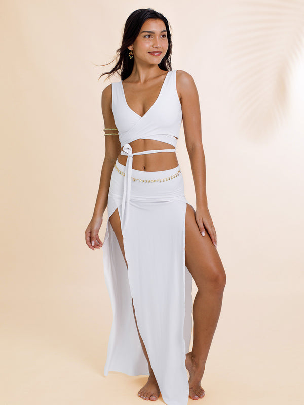 Cleopatra Slit Skirt - White Quartz