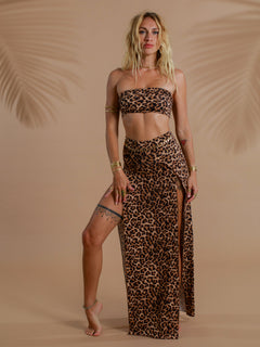 Cleopatra Slit Skirt - Organic Leopard