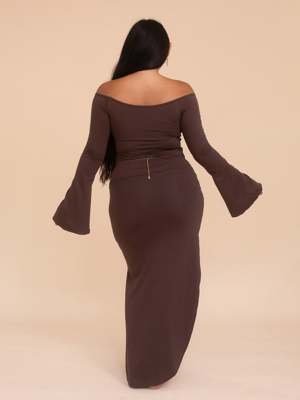Long Persephone Top - Cacao