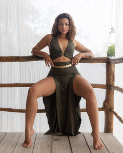 Cleopatra Slit Skirt - Forest Jade