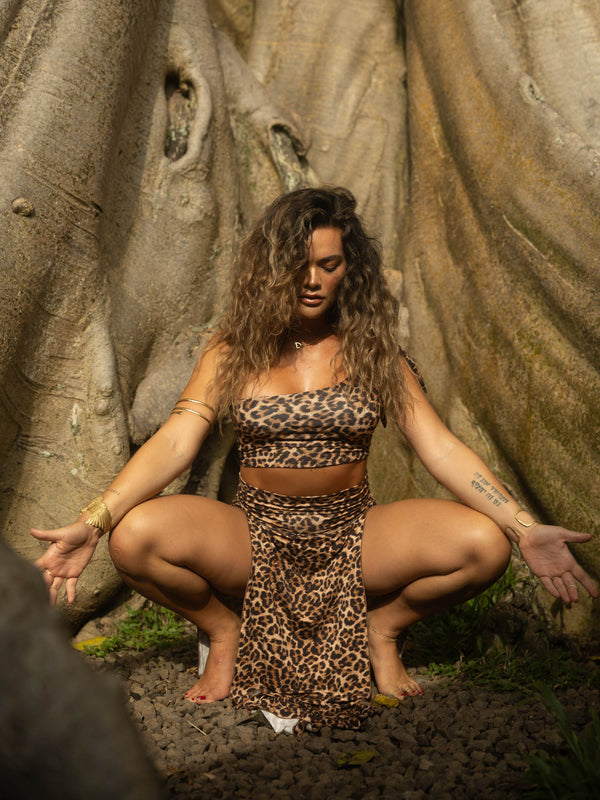 Cleopatra Slit Skirt - Organic Leopard